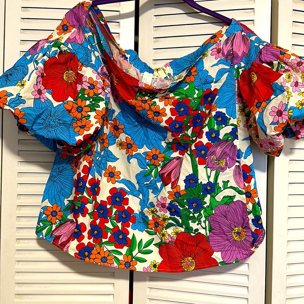 H&M floral balloon sleeve top size 12